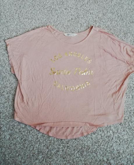 Ružové krátke tricko, h&m,146
