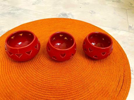 Keramické nádobky na sviečku 3 ks,