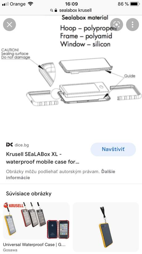 Vodotesný obal na mobil, 
