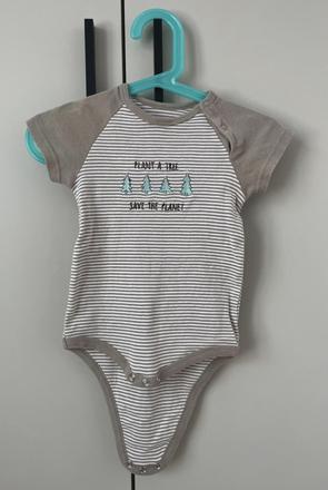 Béžové pásikavé body s krátkym rukávom so cute, 86
