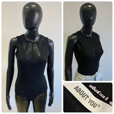 Dámske body s tylom čierne, s