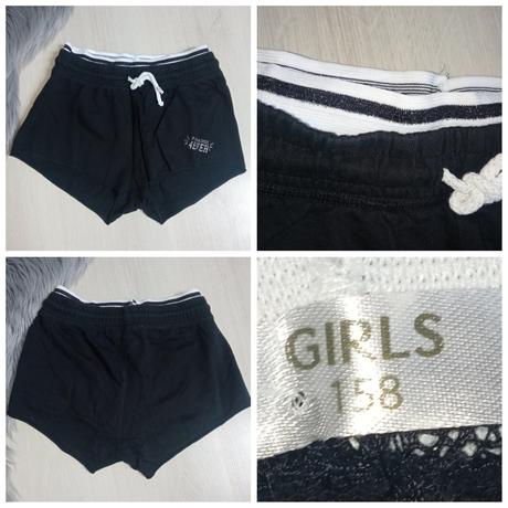 Dievčenské čierne teplákové šortky (158), 158