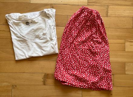 Kvetovaná sukňa, c&a, xs/s a tričko xs, c&a,xs