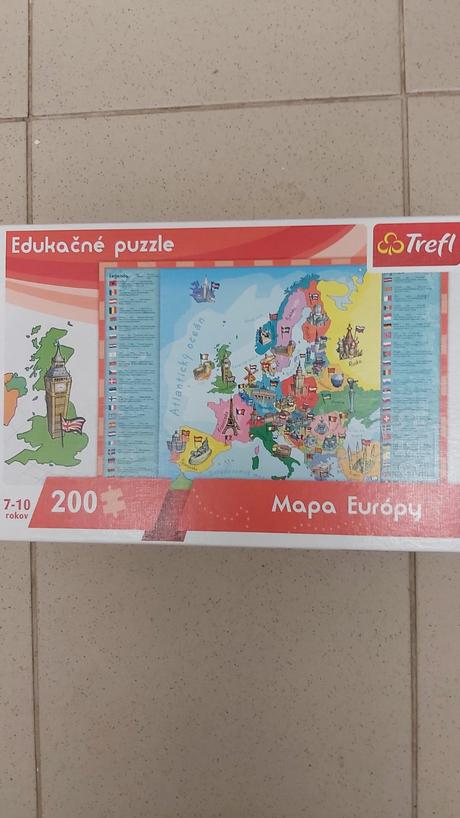 Puzzle edukačné mapa európy 200ks pre deti 7-10r., 