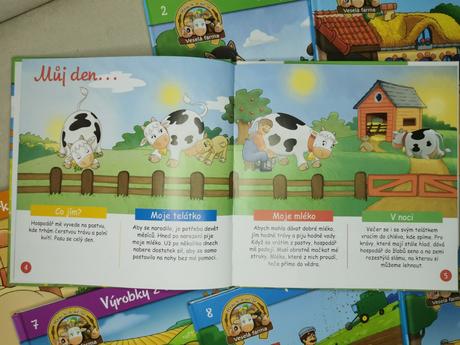 Knižky farma a zvieratá na farme, veci,