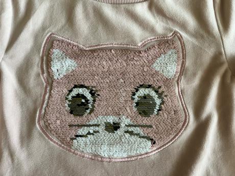 Teplá zamatová mikina s mačičkou premieňacou, kids,134