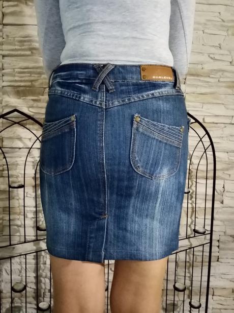 Tmavomodrá riflová sukňa nad kolená, xs