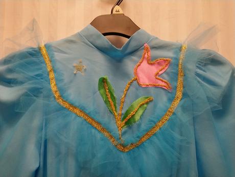 Kostým princezná, modro zlaté šaty, 140-152 cm,