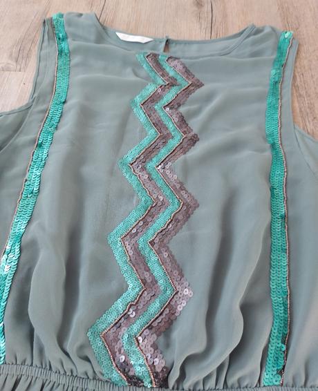 Modrozelené šaty s flitrami promod, promod,38