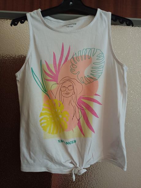 Dievčenské tričko na hrubšie ramienka, 158