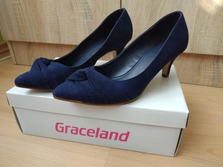 Elegantné tmavomodré lodičky, graceland,39