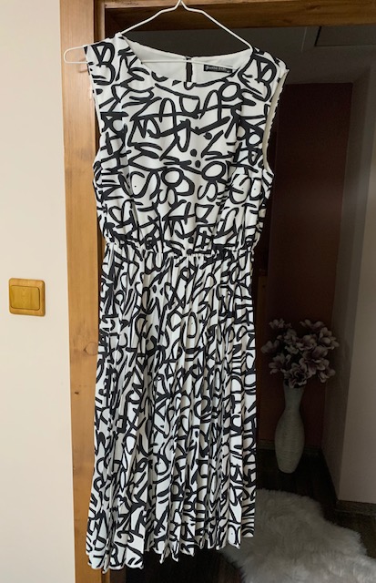 2v1 šaty s bolerkom black&white kombinácia, l / m