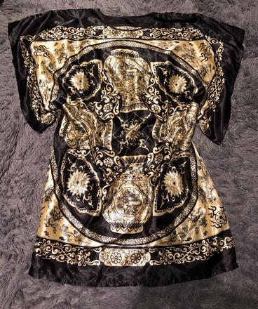 Satenova cierno zlata kosielka, s