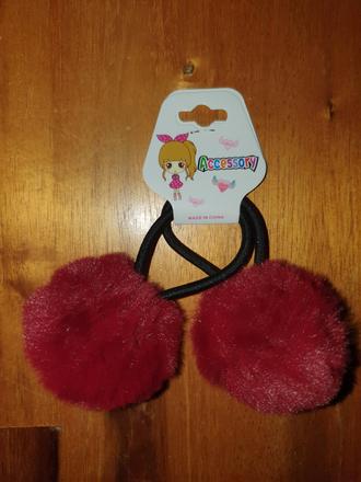 Gumicka na vlasy brmbolce bordove 2ks, 