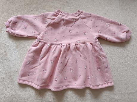 Teplejšie mikinové ružové šaty s malými kvetmi, f&f,68