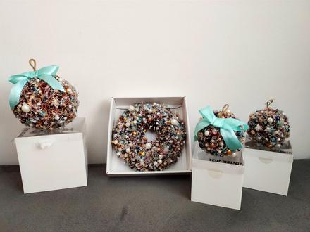 Zimný koralkový vianočný set,