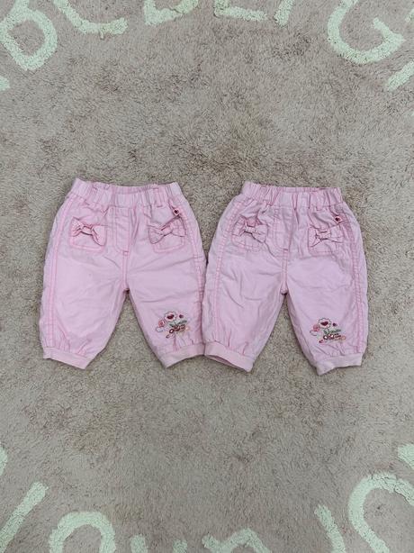 Ružové podšité nohavice s kvietkami, 68