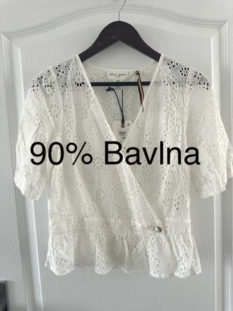 Biela zavinovacia blúzka s anglickou výšivkou, lindex,38