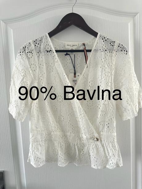 Biela zavinovacia blúzka s anglickou výšivkou, lindex,38