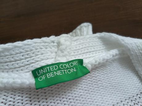 Benetton voľný biely nádherný sveter na gombíky, benetton,m