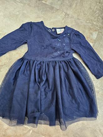 Tmavomodré šaty s motylikmi 86, 86