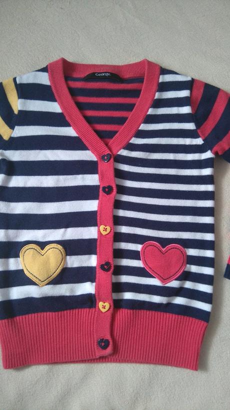 Farebný bavlnený, veselý svetrík so srdieckami, george,92