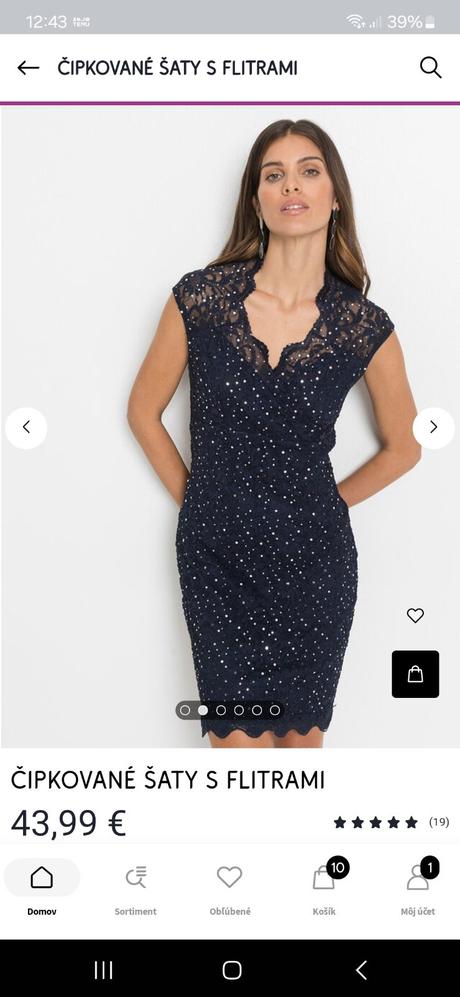 Čipkové šaty s flitrami, bonprix,42