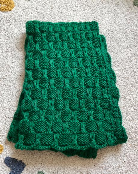 Zelený pletený handmade šál,