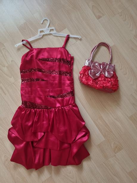 Dievčenské šaty 152 s kabelkou, 152