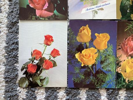 Retro ružičkové pohľadnice 80-90te roky 6ks, 