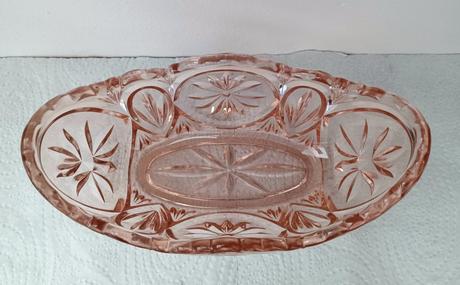 Ružová sklenená stará misa,