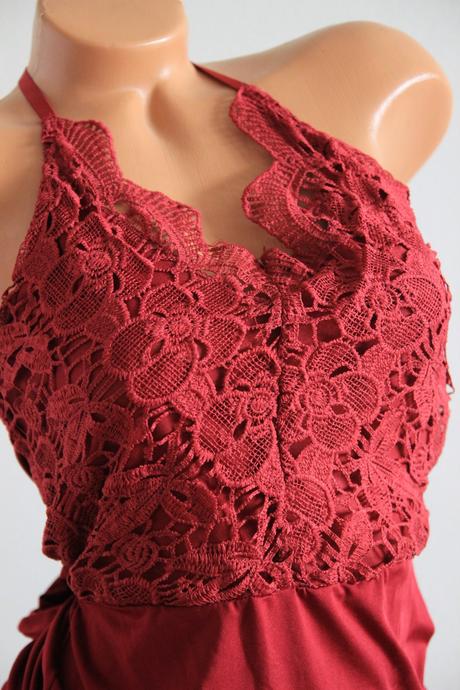 Bordový čipkovaný body top, s, s