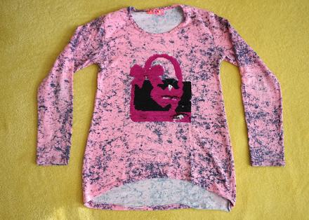 Ružové tričko s flitrami, 146