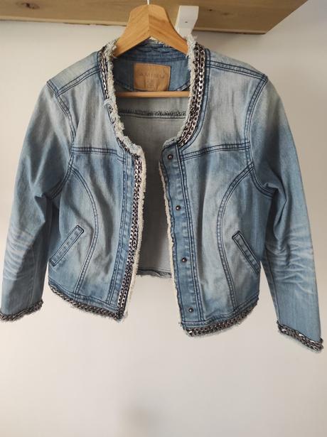 Crop riflová bunda s aplikaciou, new yorker,38