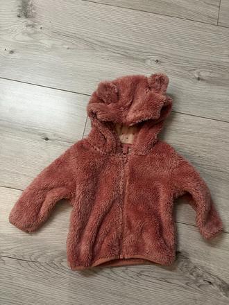 Ružová flaušová mikina s kapucňou, next,74