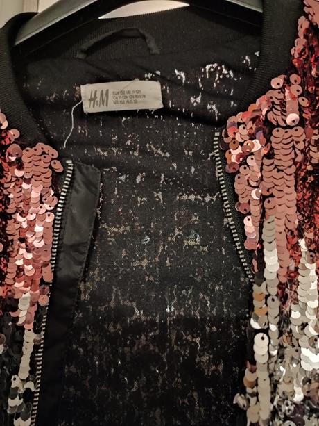 Kratšia bundička s flitrami 146/152, h&m,146