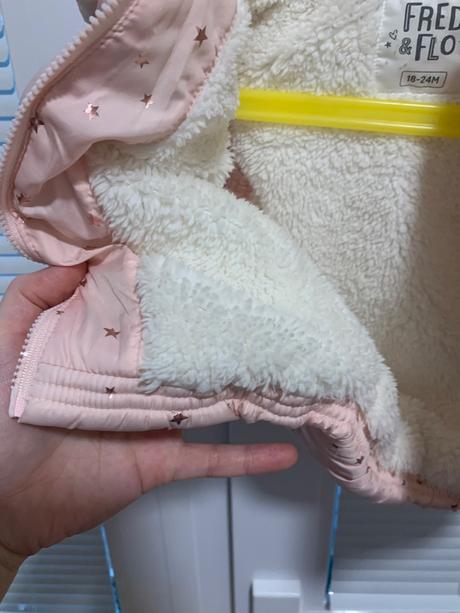 Detská svetloružová zateplená vesta s kapucňou, 92