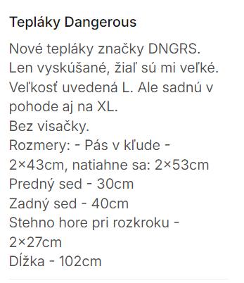 Krásne tepláky zn. dngrs, l