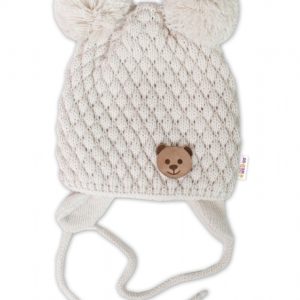 Zimná pletená čiapka teddy bear na zaväzovanie, 50 / 68 / 74 / 80