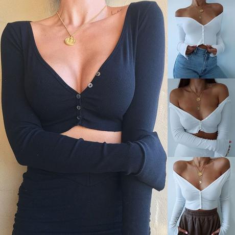 Crop tricko s dlhym rukavom, s