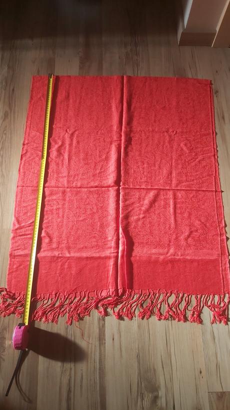 Kašmírový šál červený d.180cm, š.70cm, 