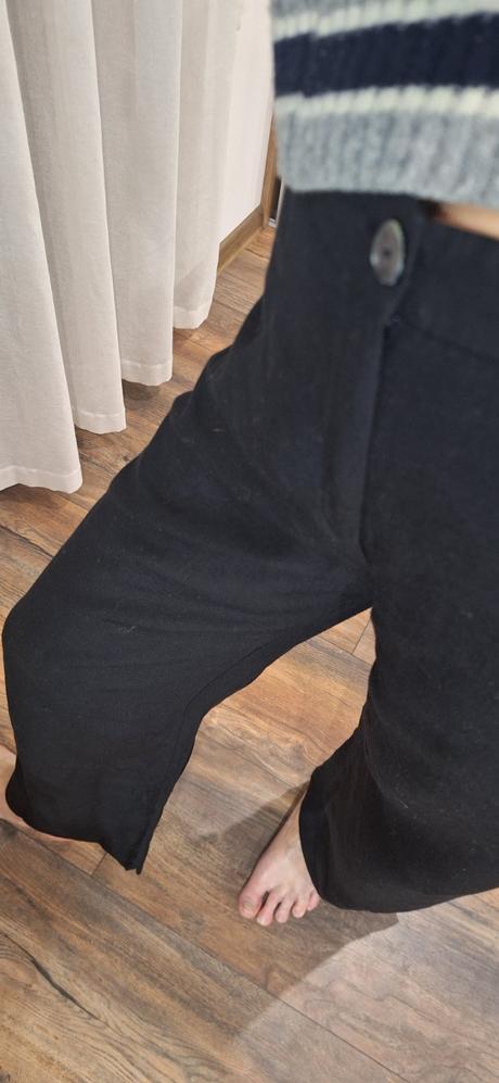 Ľanové čierne šioké nohavice h&m vel 36, h&m,36