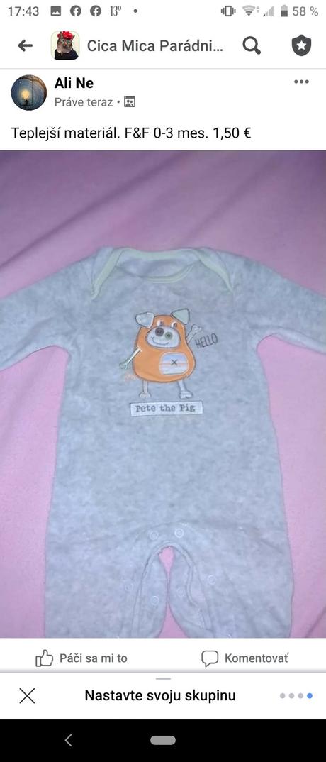 Teplejšie pyžamko s prasiatkom, f&f,62