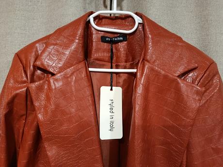 Kožené sako podšité, l, zn. styled in italy, nové, l / xl