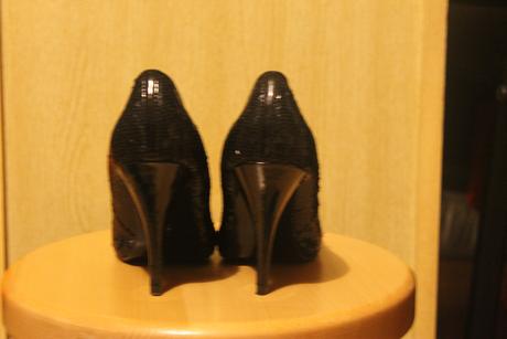 Trblietavé čierne lodičky, 36