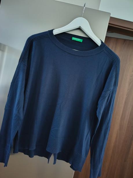 Benetton voľný tenší bavlnený sveter m-l, benetton,m