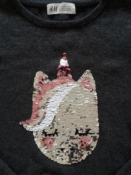 H&m pulóvrik meniaci sa jednorožec a darček, h&m,134