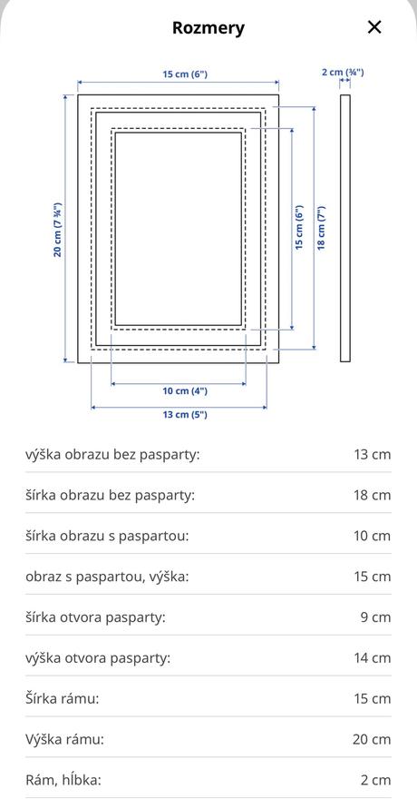 Ikea strieborné rámček 13 krát 18 cm,