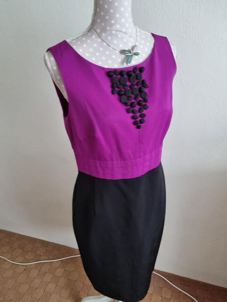 Cyklámenovo-čierne púzdrové šaty m&s veľ.40, marks & spencer,40