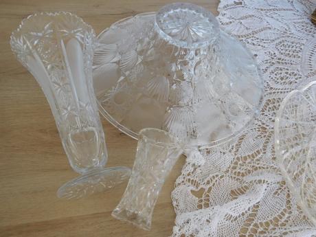 Brúsené sklo, misa váza vázička, 